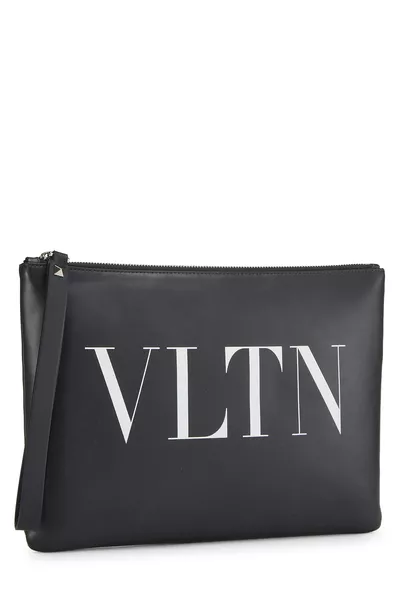 Black Calfskin VLTN Pouch, , large