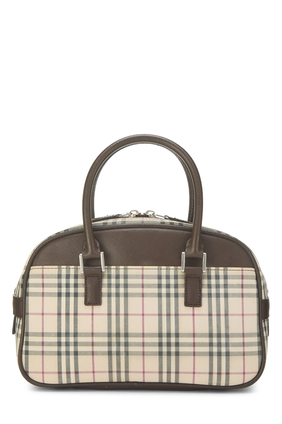 Brown Check Jacquard Canvas Bowler Bag Small, , large image number 3