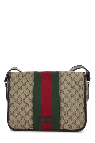 Brown GG Supreme Canvas Web Flap Messenger Bag