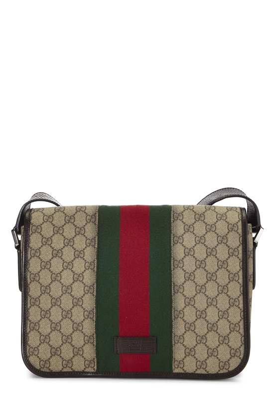 Brown GG Supreme Canvas Web Flap Messenger Bag, , large image number 0