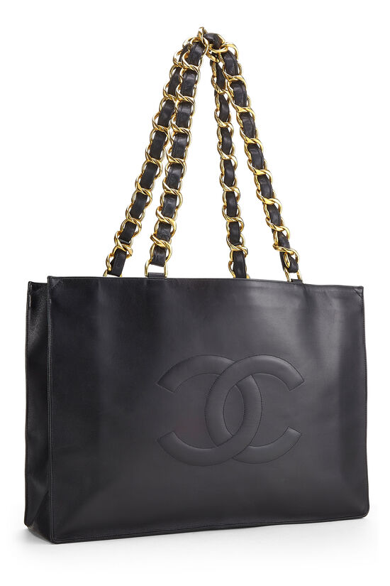Black Lambskin CC Flat Chain Handle Tote, , large image number 2