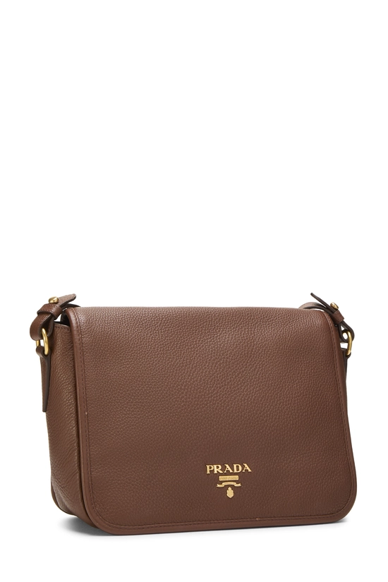 Brown Vitello Daino Flap Crossbody Bag, , large image number 1