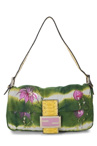 Multicolor Embellished Suede Baguette