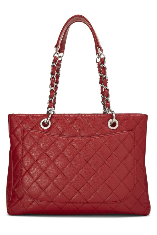 CHANEL Bright & Amazing Shopping Tote bag in Red Caviar quilted leathe