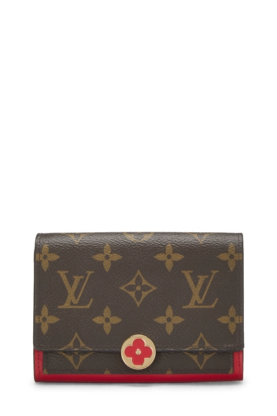 Red Monogram Canvas Flore Compact Wallet