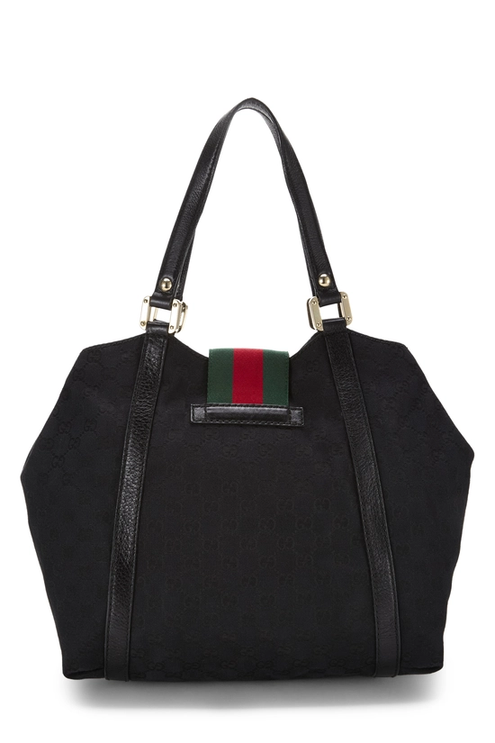 Black GG Canvas New Ladies Web Tote, , large image number 3