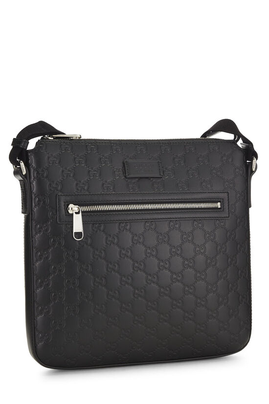 Black Guccissima Leather Flat Messenger Bag, , large image number 1