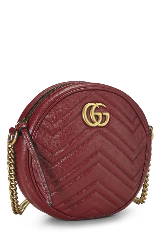 Red Leather GG Marmont Round Shoulder Bag Mini, , large image number 1