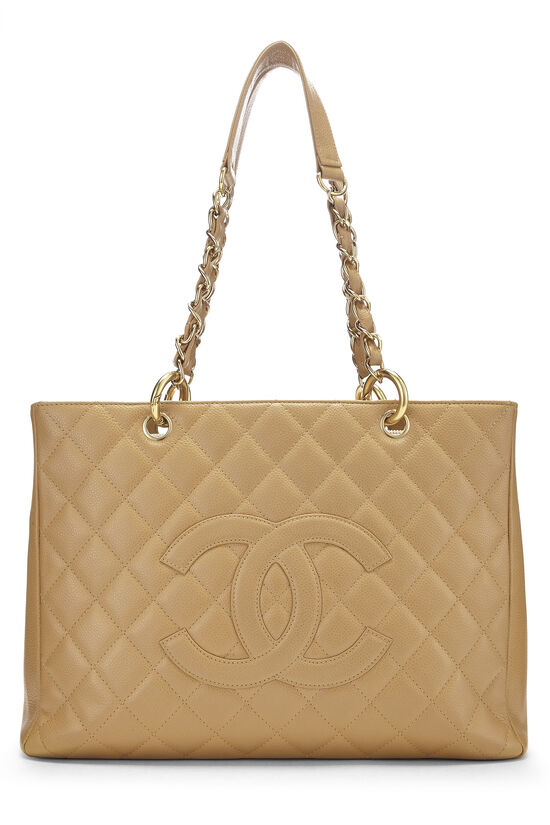 Chanel Beige Quilted Caviar Grand Shopping Tote (GST