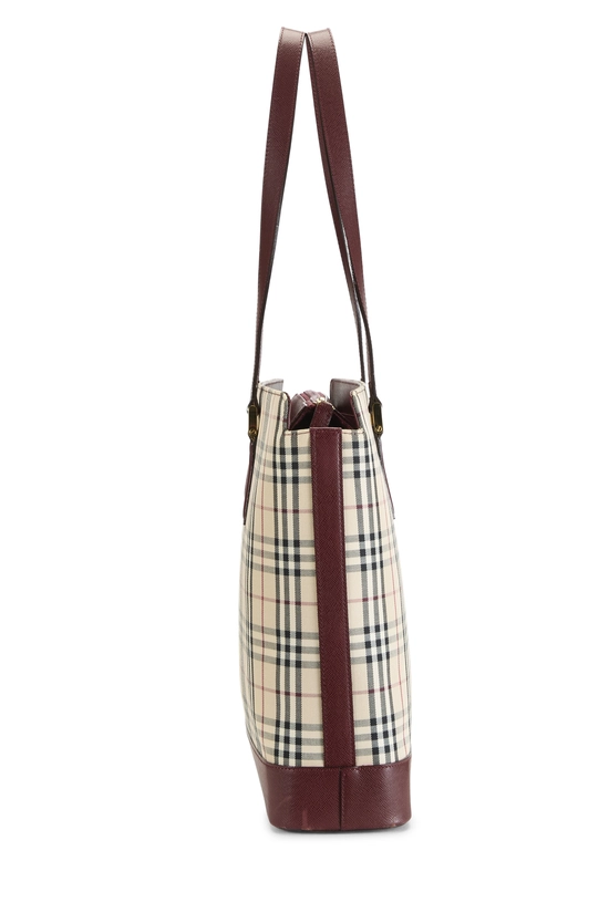 Burgundy Jacquard Check Zip Tote Medium, , large image number 2