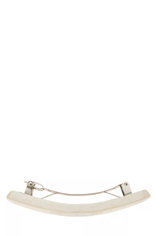 Silver & White Acrylic Logo Barrette, , large image number 2