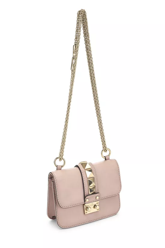 Pink Leather Glam Lock Rock Stud Flap Bag Mini, , large image number 1