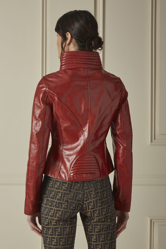 Red Goat Leather Moto Jacket, , large image number 1