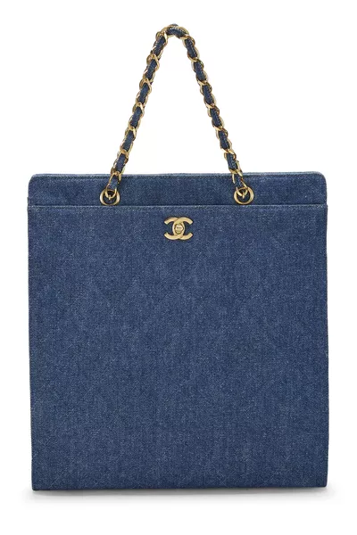 Blue Quilted Denim Tote Medium