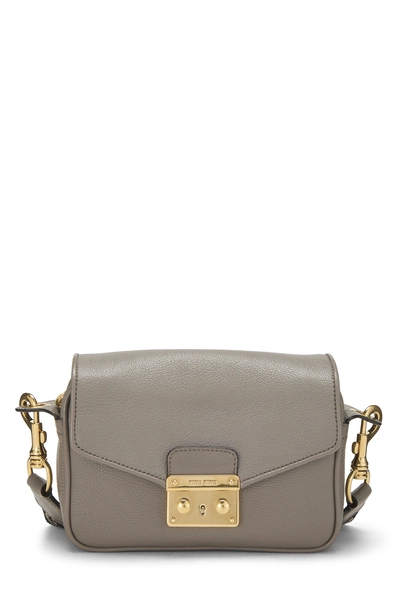 Grey Leather Buckle Crossbody Bag