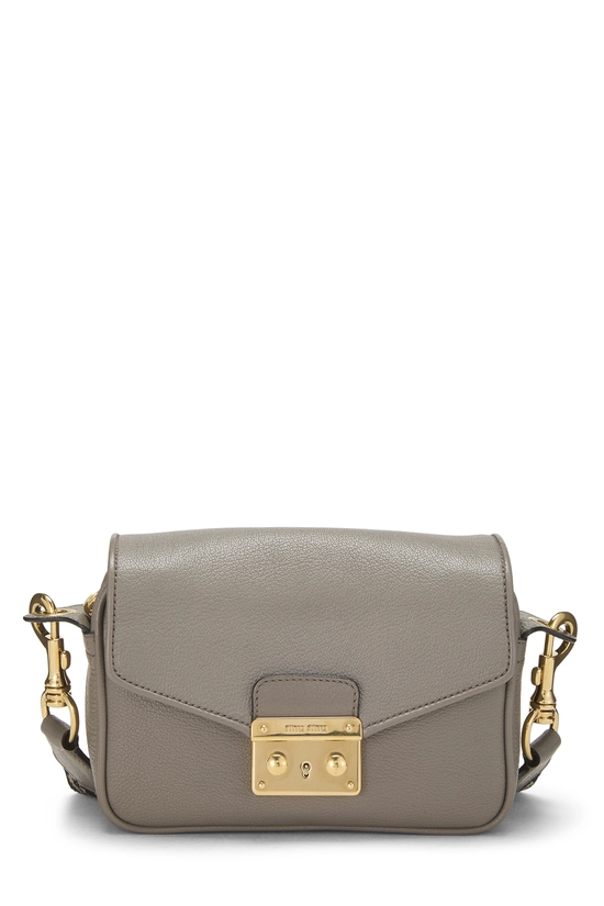 Grey Leather Buckle Crossbody Bag, , large image number 0
