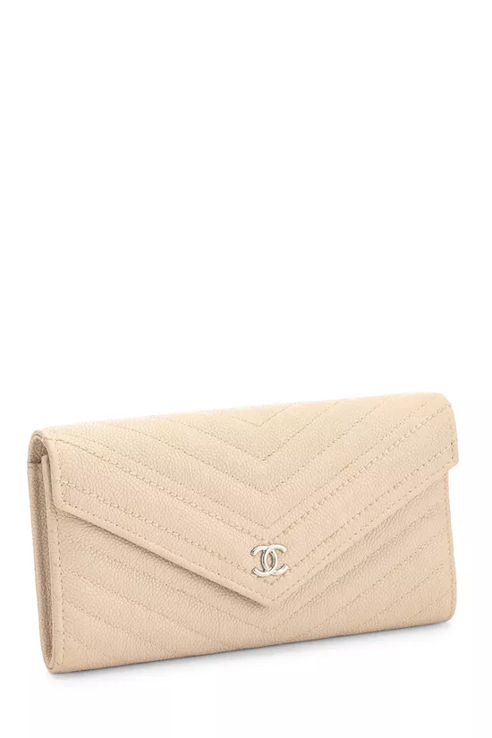 Pink Chevron Caviar 'CC' Wallet, , large image number 1