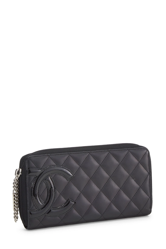 Black Quilted Calfskin Cambon Zip-Around Wallet, , large image number 1