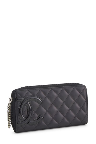 Black Quilted Calfskin Cambon Zip-Around Wallet, , large