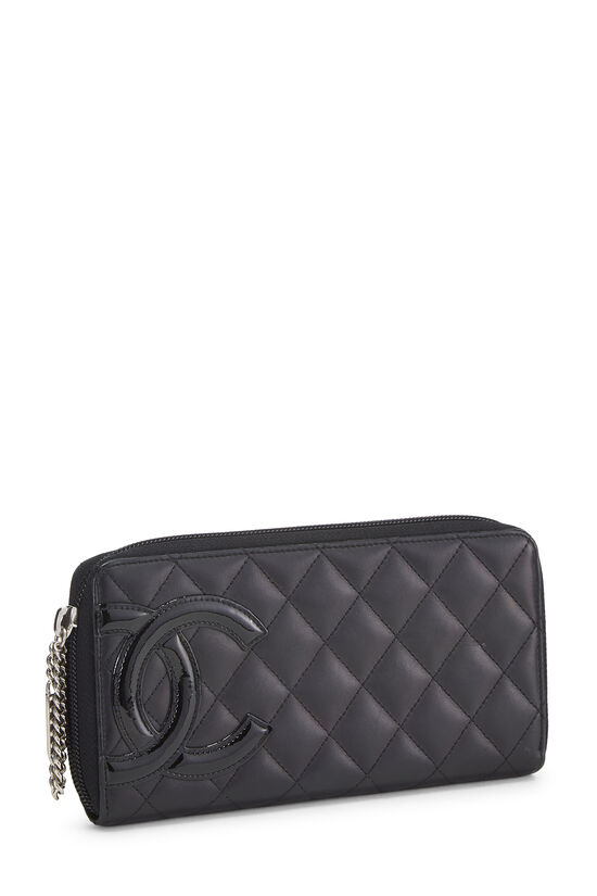 Black Quilted Calfskin Cambon Zip-Around Wallet, , large image number 1