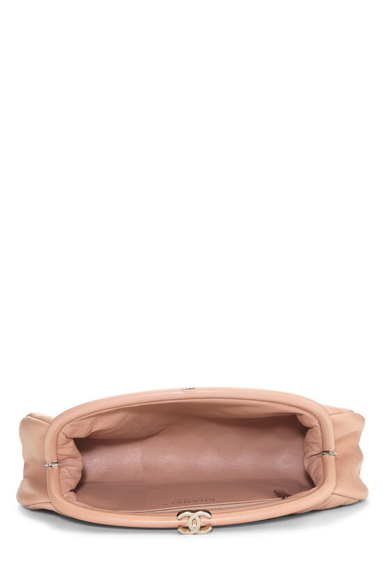 Beige Quilted Lambskin Kiss Lock Clutch, , large image number 5