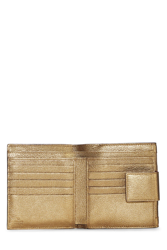 Gold Leather Compact Wallet, , large image number 3