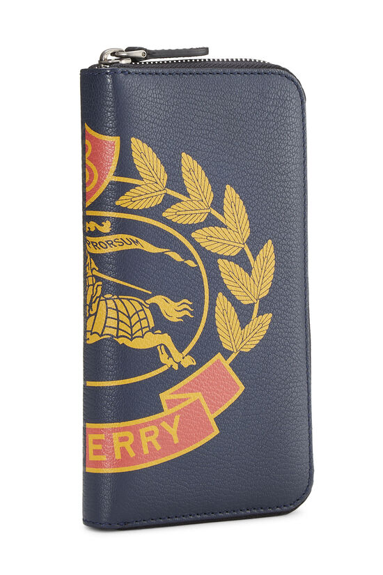 Navy Leather Zip-Around Wallet, , large image number 1