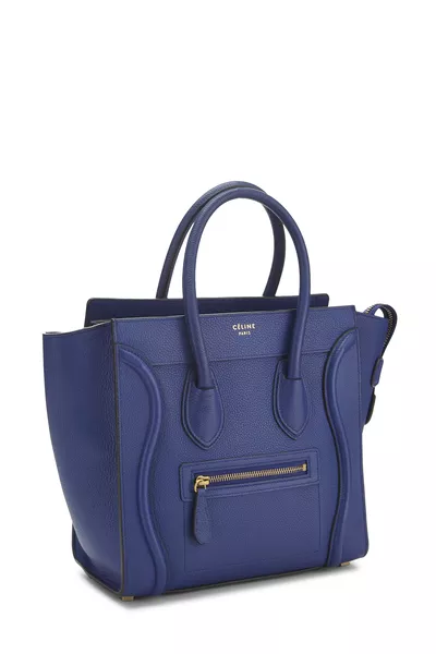 Blue Drummed Calfskin Luggage Micro, , large