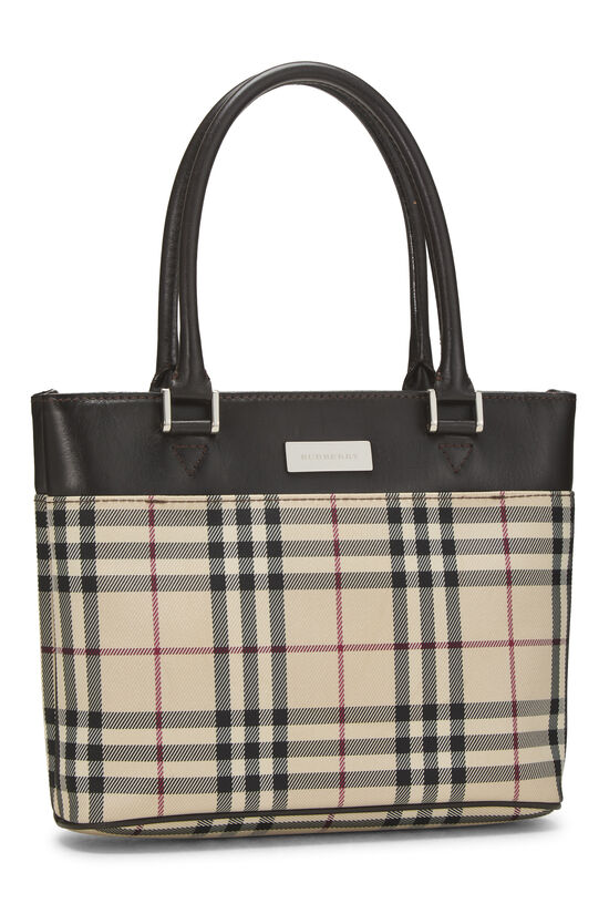 Brown House Check Jacquard Handbag Mini, , large image number 1