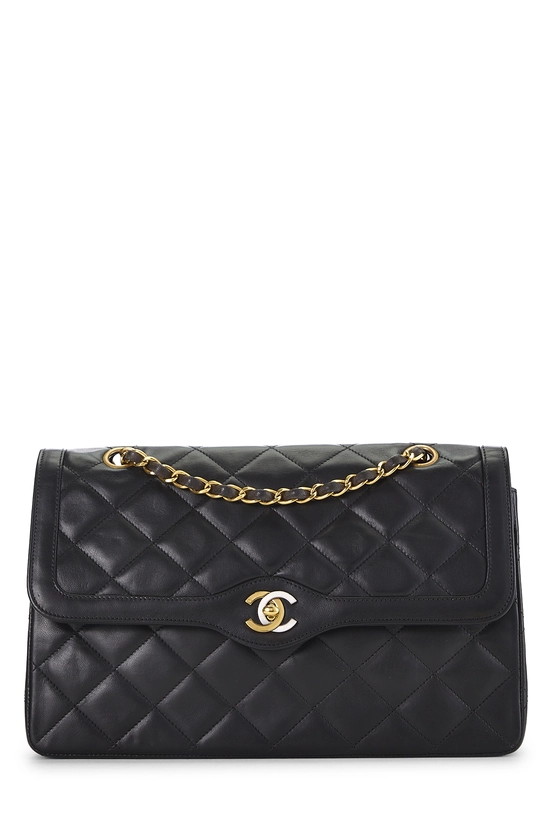 Black Quilted Lambskin Paris Limited Double Flap Jumbo, , large image number 0