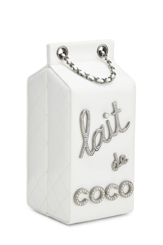 White Patent Leather Coco Milk Carton Bag, , large image number 2