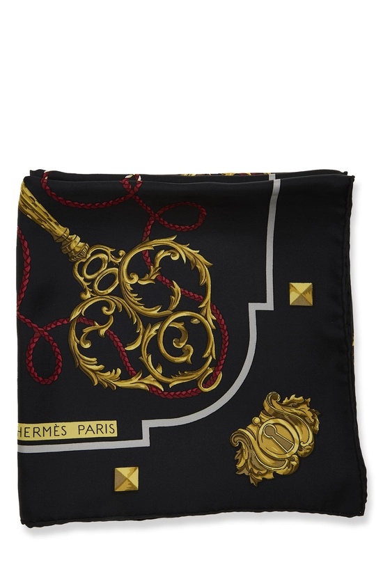 Black & Multicolor 'Les Cl&eacute;s' Silk Scarf 90, , large image number 1