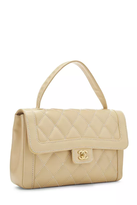 Beige Calfskin Wild Stitch Top Handle Bag, , large image number 1