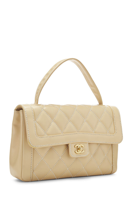 Chanel Beige Calfskin Wild Stitch Top Handle Bag Q6B3D33PIB000