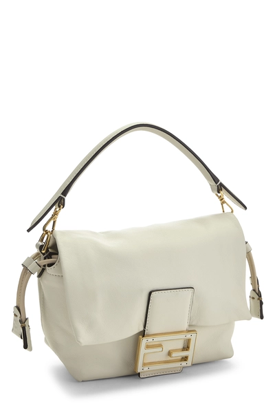 White Leather Mamma Baguette Small, , large