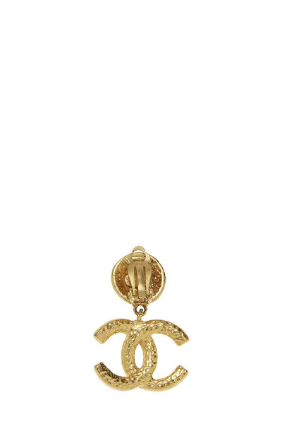 Gold 'CC' Dangle Earrings, , large