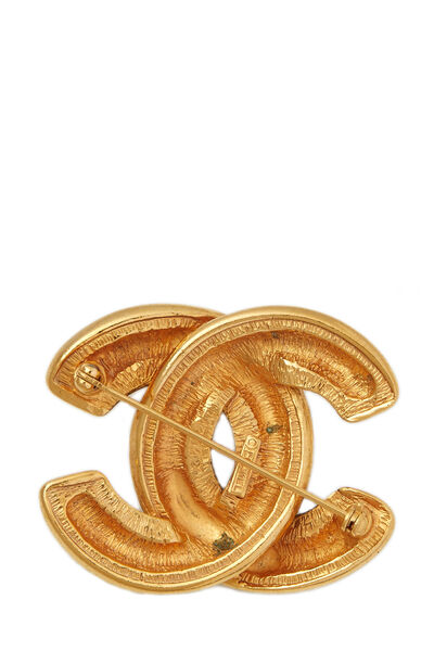 Gold Quilted 'CC' Pin Medium, , large