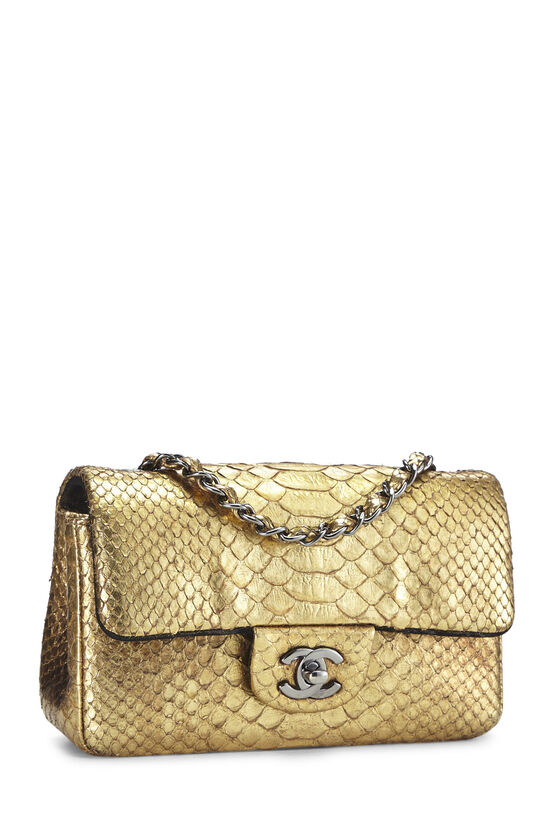 Gold Python Classic Rectangular Flap Bag Mini, , large image number 1