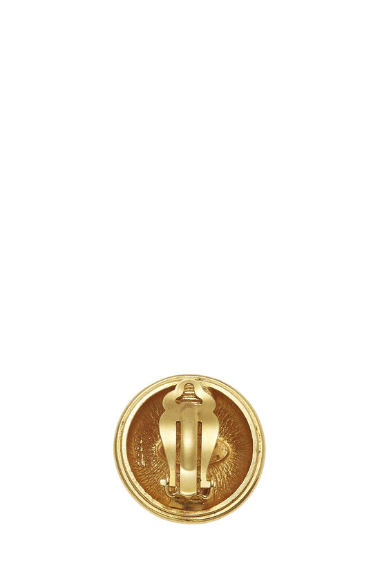 Gold 'CC' Sunburst Round Earrings, , large image number 1
