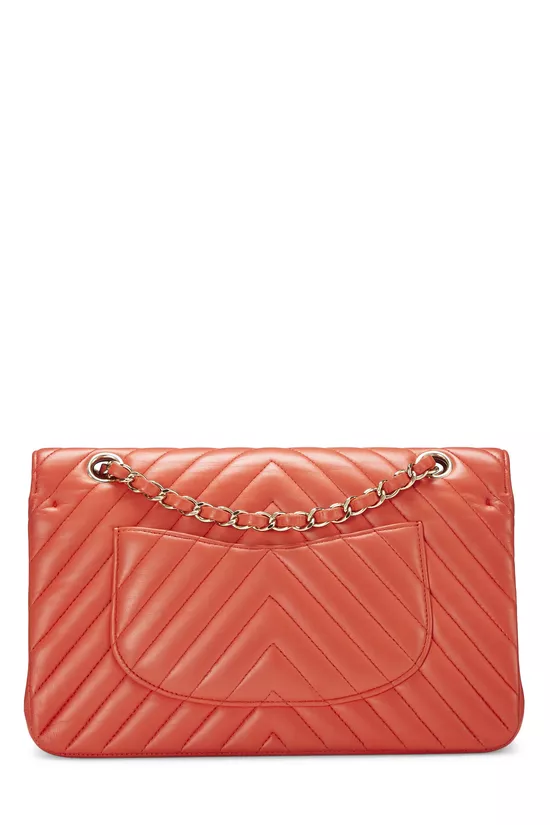 Orange Chevron Lambskin Classic Double Flap Medium, , large image number 3