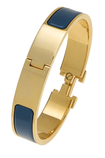 Blue Enamel Clic-Clac 'H' Bracelet Narrow, , large