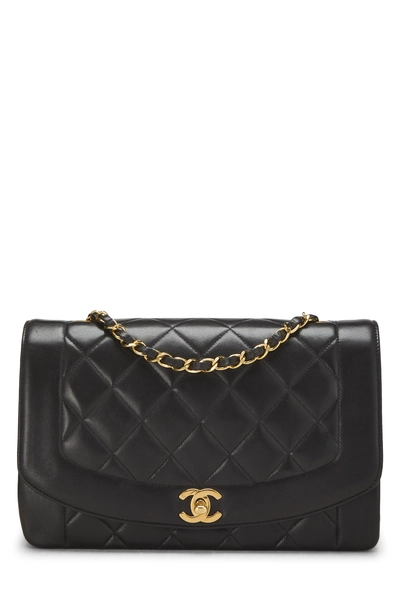 Black Quilted Lambskin Diana Flap Medium
