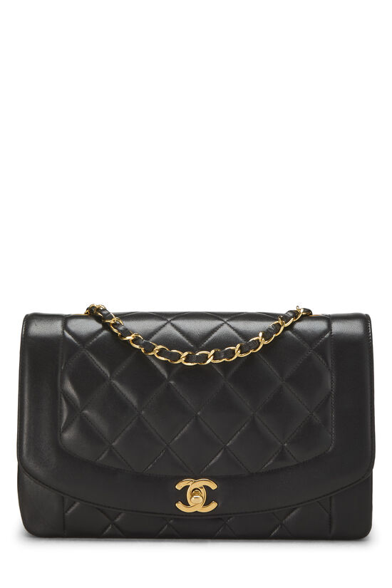 Black Quilted Lambskin Diana Flap Medium, , large image number 0
