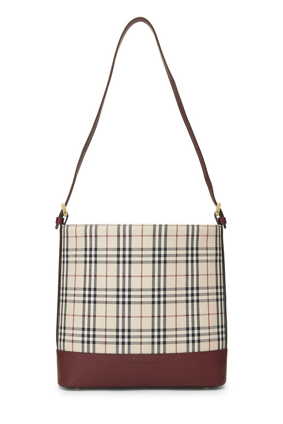 Burgundy House Check Canvas Bucket Bag Small, , large image number 0
