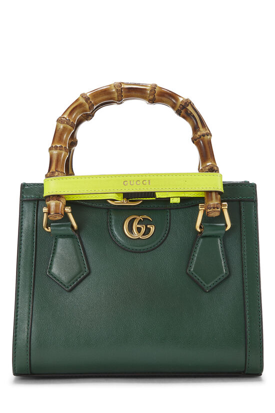 Green Leather Diana Bamboo Handbag Mini, , large image number 0