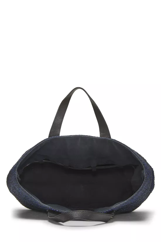 Navy Raffia 'CC' Shopping Tote Large, , large image number 5