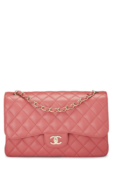 Pink Quilted Caviar New Classic Double Flap Jumbo