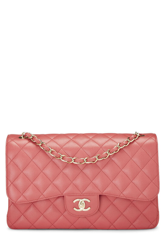 Pink Quilted Caviar New Classic Double Flap Jumbo, , large image number 0