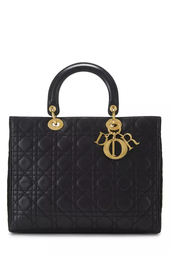 Black Cannage Quilted Lambskin Lady Dior Large, , large image number 0