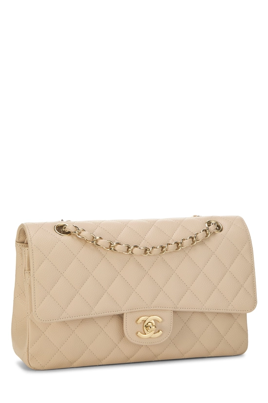 Beige Quilted Caviar Classic Double Flap Medium, , large image number 1